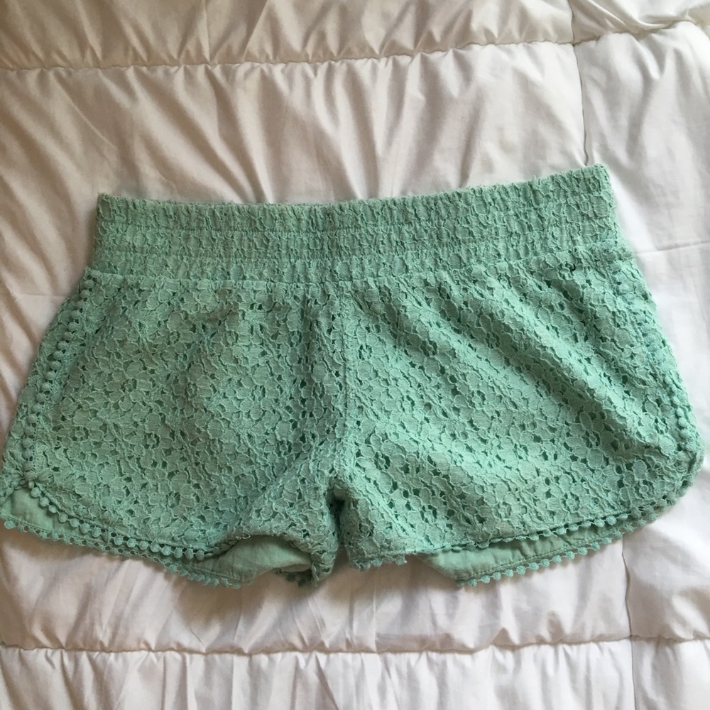 Mint colored elastic shorts